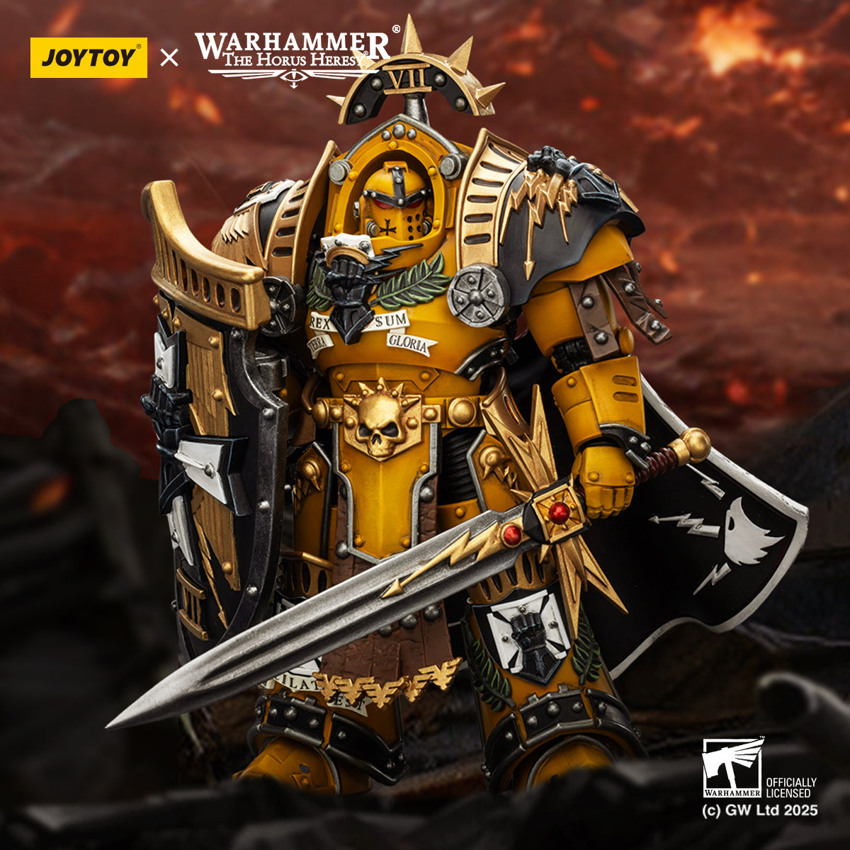 Imperial Fists Legion Praetor in Tartaros Terminator Armor with Power Sword and Vigil Storm Shield
