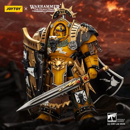 Imperial Fists Legion Praetor in Tartaros Terminator Armor with Power Sword and Vigil Storm Shield